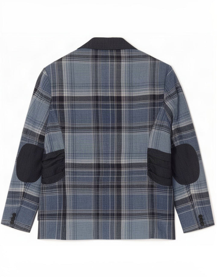 Aria Dame 3-knaps Blazer Jacket UK 12 Medium Blue Plaid Linen