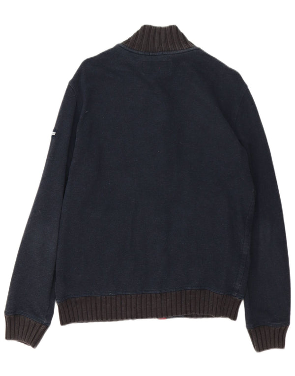 Armani Jeans Herre Cardigan Sweater Stor Marineblå Bomuld