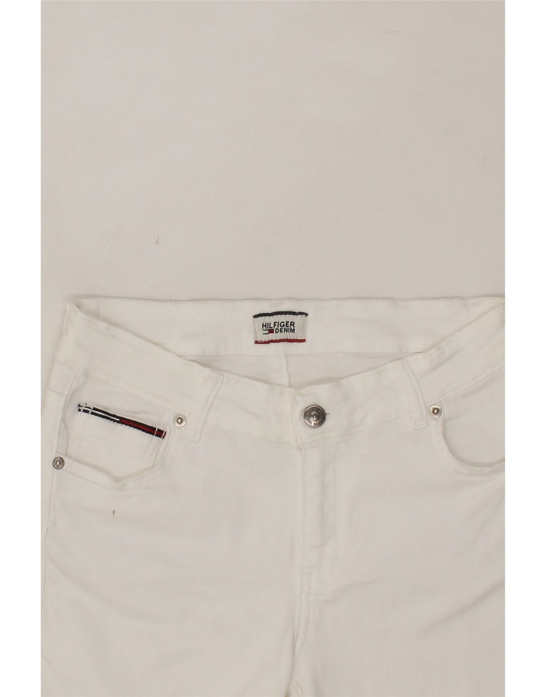 TOMMY HILFIGER Mens Denim Shorts W28 Small White Cotton Vintage Tommy Hilfiger and Second-Hand Tommy Hilfiger from Messina Hembry 
