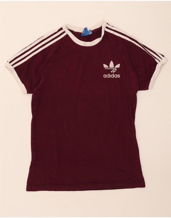 Adidas Dame T-Shirt Top UK 12 Medium Bourgogne Bomuld