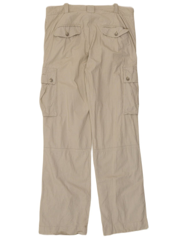 Zara Herre Straight Cargo Bukser EU 44 Large W34 L34 Beige Pinstripe