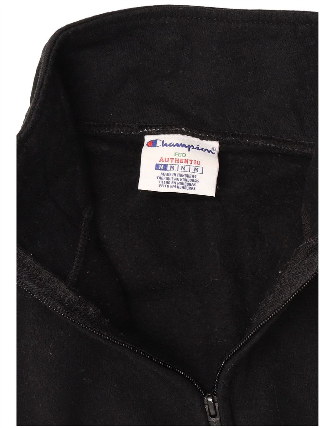 Champion Herre Grafisk Zip Neck Sweatshirt Jumper Medium Sort Bomuld