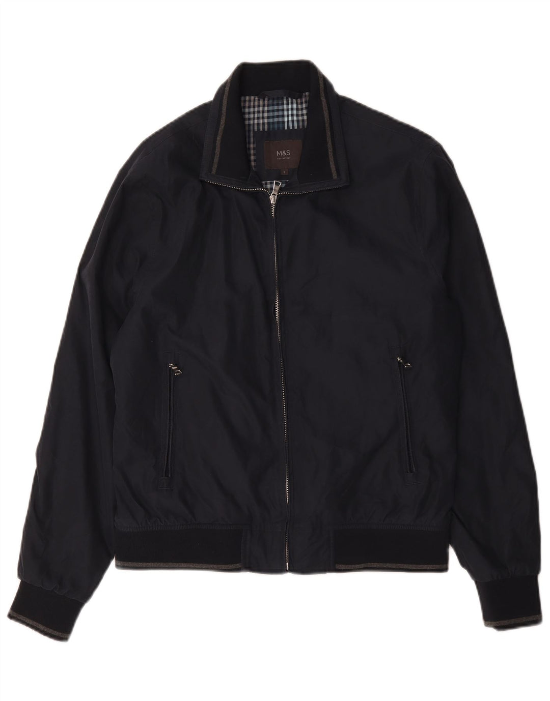 Marks & Spencer Herre Bomber Jacket UK 36 Small Navy Blue Polyester