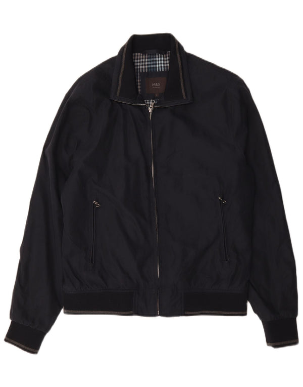 Marks & Spencer Herre Bomber Jacket UK 36 Small Navy Blue Polyester