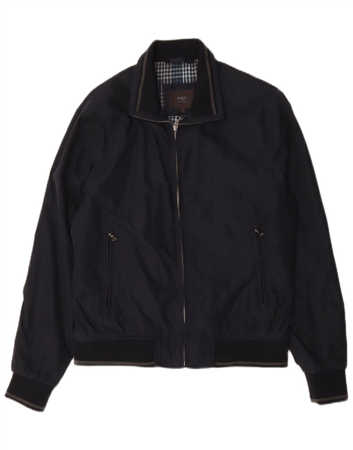 Marks & Spencer Herre Bomber Jacket UK 36 Small Navy Blue Polyester