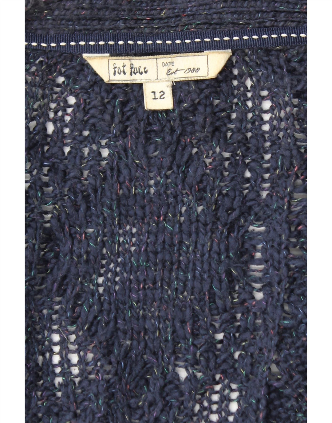 FAT FACE Womens Cardigan Sweater UK 12 Medium  Navy Blue Flecked