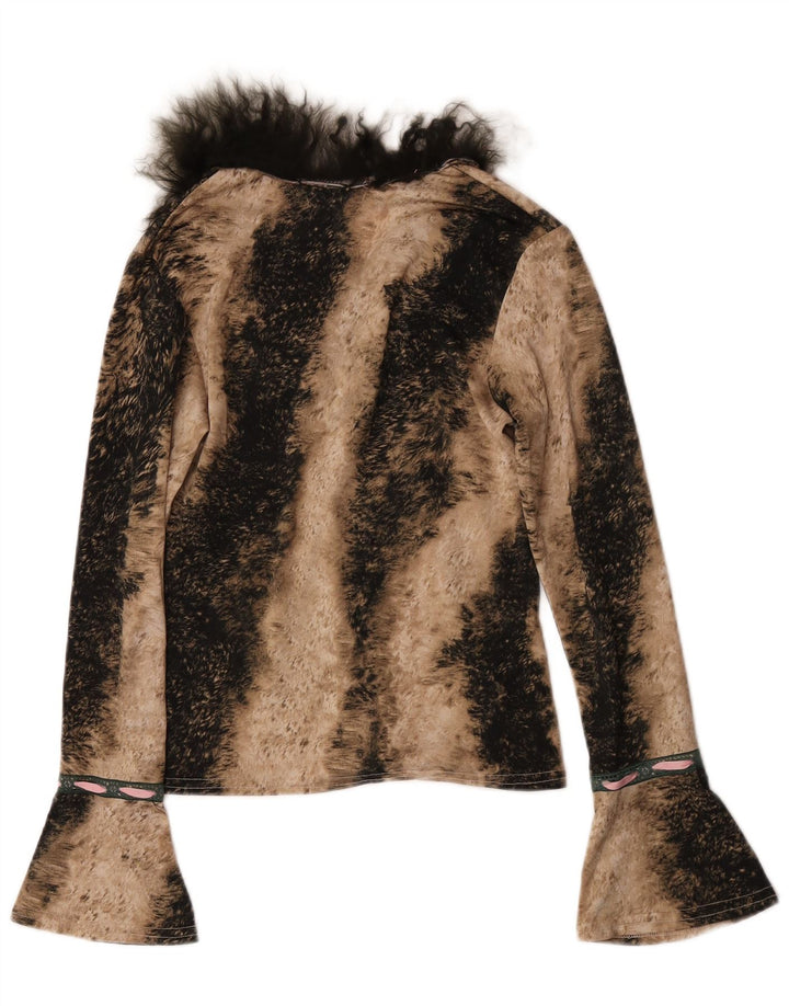 Avant Dame Top Langærmet UK 6 XS Brown Animal Print Polyester