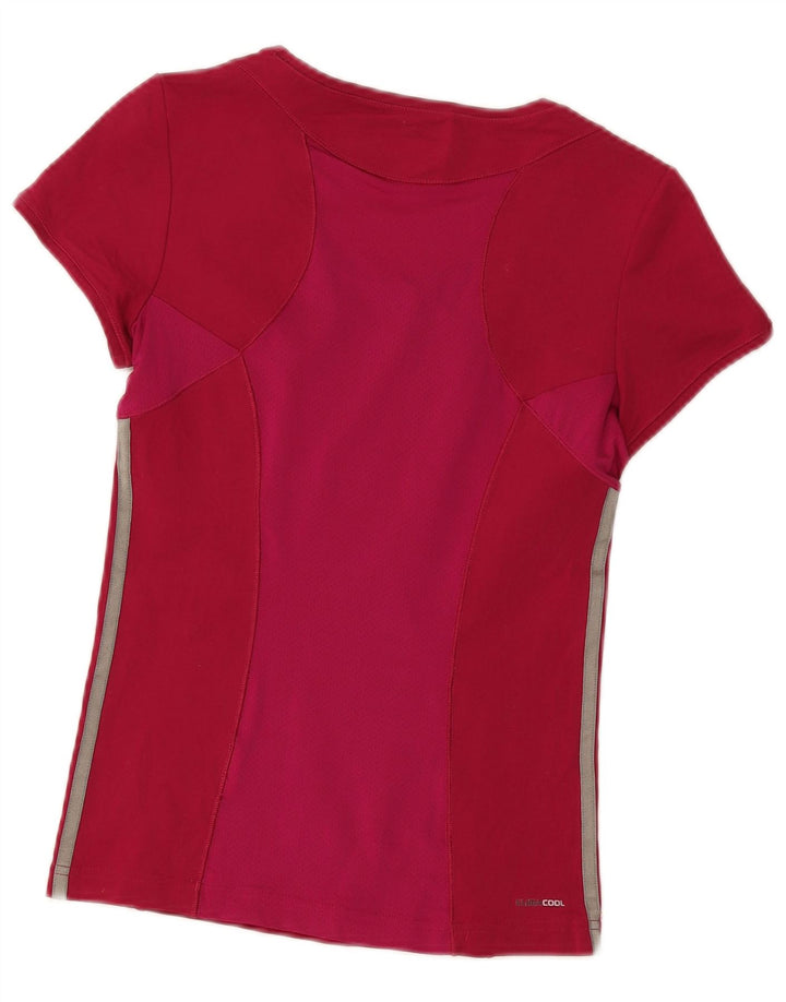 Adidas Dame Climacool T-Shirt Top UK 12 Medium Rød Polyester Sports