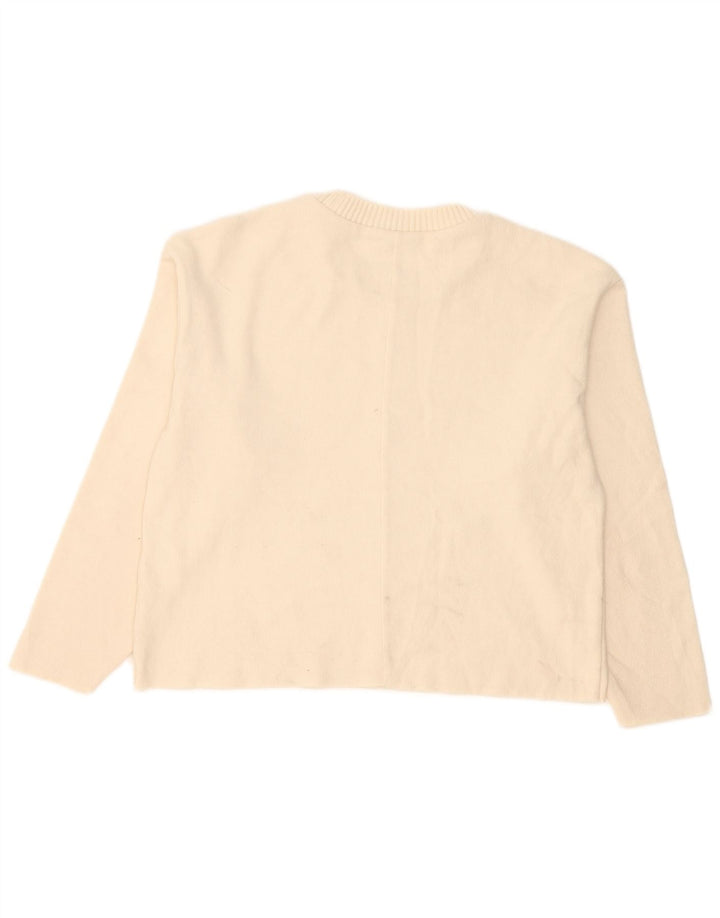 Zara Dame Oversized Crew Neck Jumper Sweater UK 10 Small Off White
