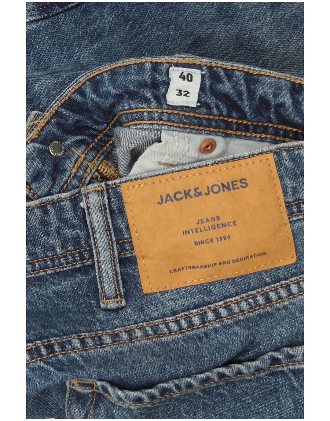 Jack & Jones Herre Mike Straight Jeans W40 L30 Blå Bomuld
