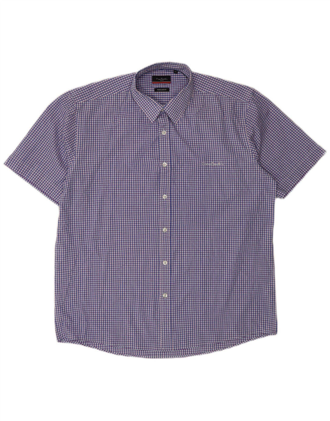 Pierre Cardin Herre kortærmet Regular Fit skjorte XL Blå Gingham Polyester