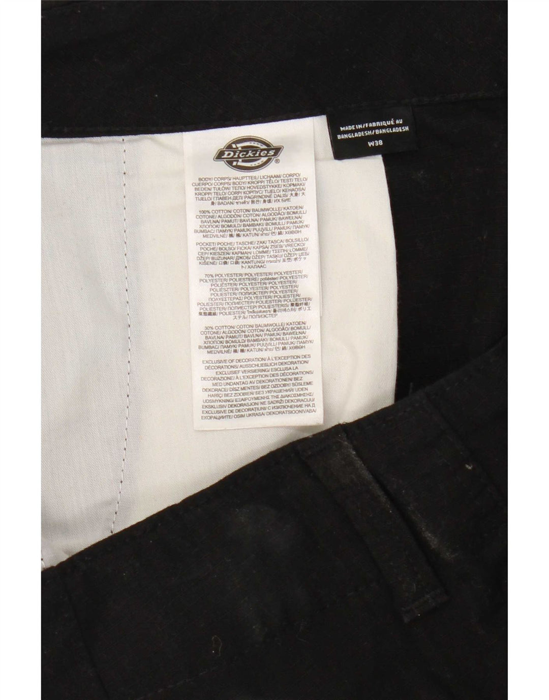 Dickies Straight Cargo bukser til mænd W38 L32 Sort bomuld