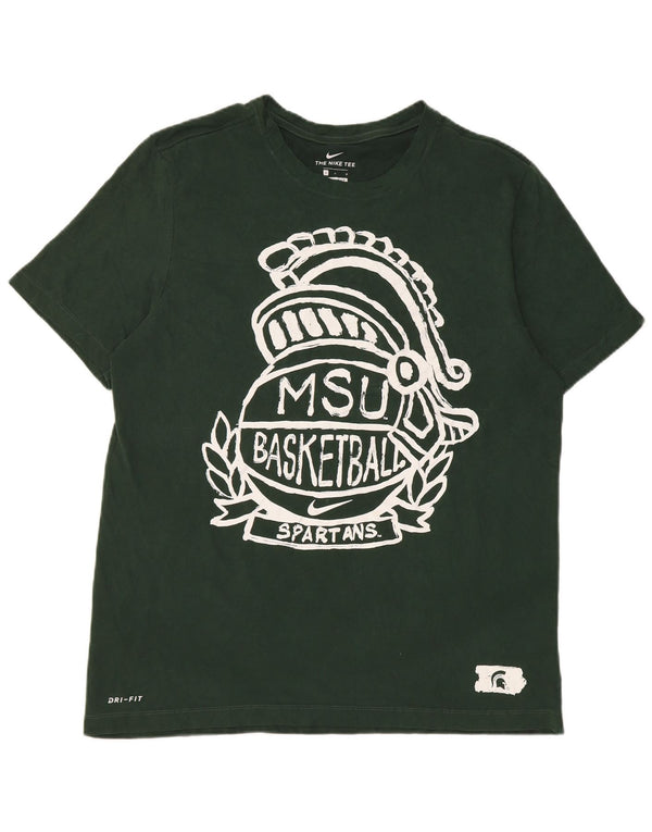 Nike Herre Michigan State Spartans Grafisk T-Shirt Top Stor Grøn Bomuld