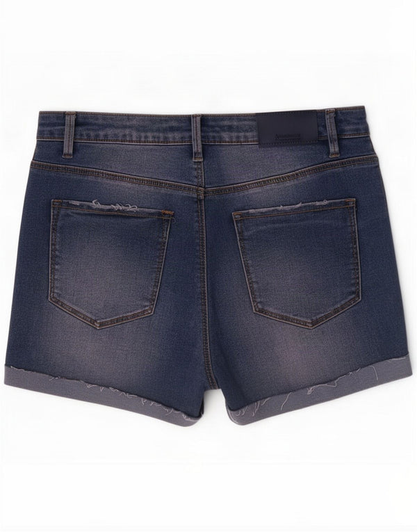 Stradivarius Womens High Rise Denim Shorts UK 10 Small W28 Blue Polyester