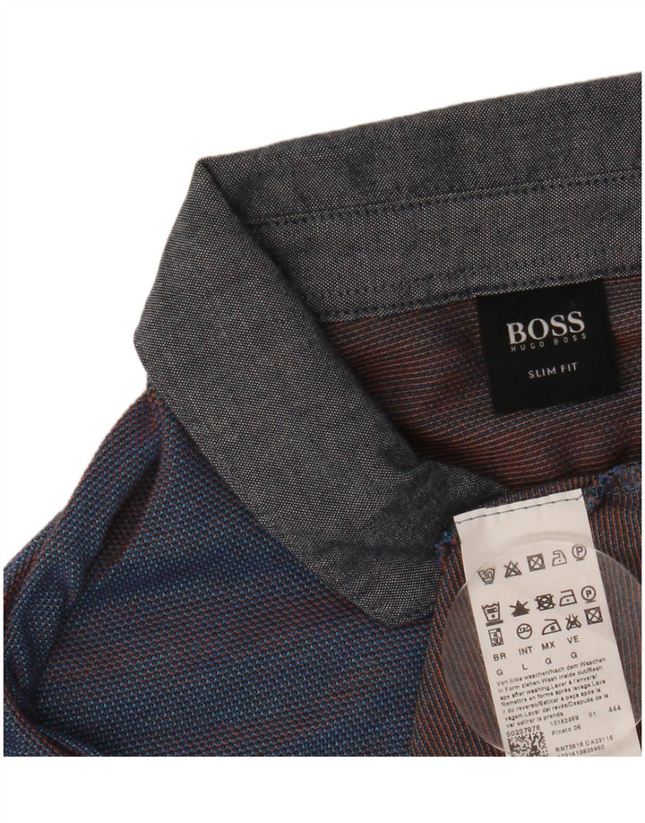 Hugo Boss Herre Slim Fit Polo Shirt Stor marineblå nålestribet bomuld