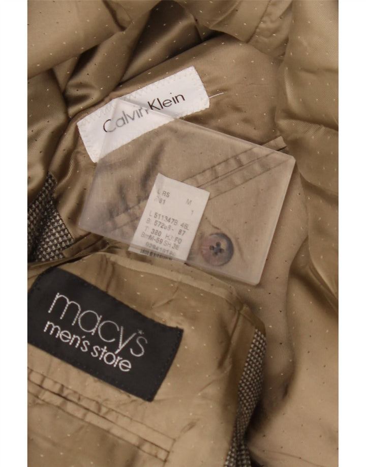 CALVIN KLEIN Herre 3-knaps blazerjakke str. 46 XL Grå ternet silke