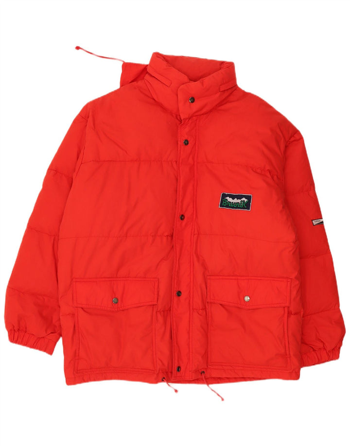 Brunik Herre Hættetrøje Loose Fit Polstret Jakke UK 40 Stor Rød Polyester