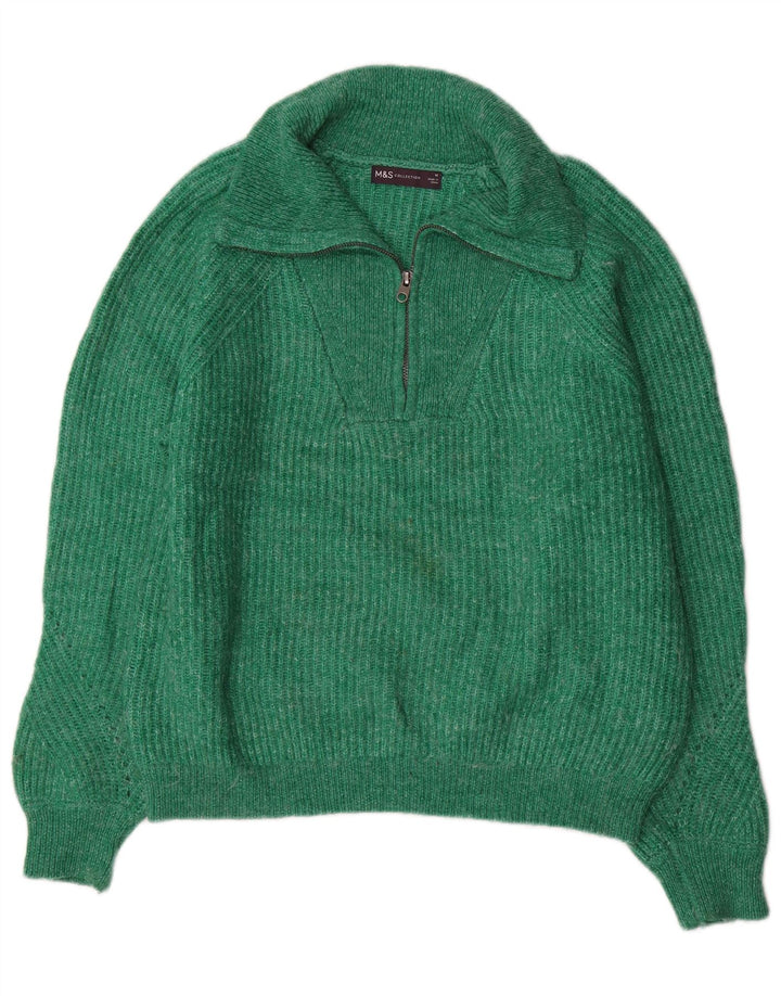 Marks & Spencer Dame sweater med lynlås i halsen UK 14 Medium Grøn Akryl
