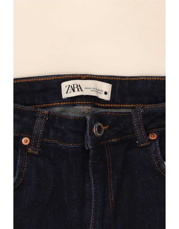 Zara Dame Flared Jeans EU 42 Large W32 L30 Navy Blue Bomuld