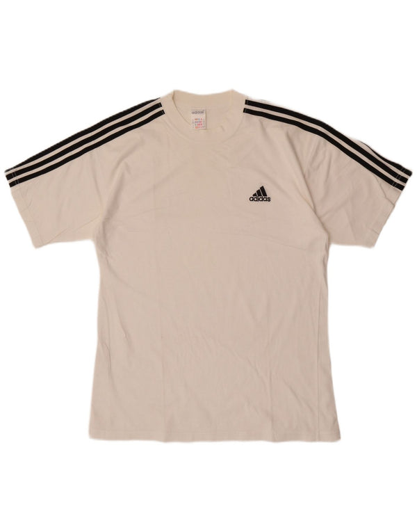 Adidas Herre T-Shirt Top UK 38/40 Medium Hvid Bomuld