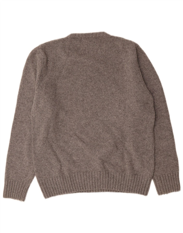 Woolrich Herre Grafisk Jumper Sweater Medium Grey Flecked Wool