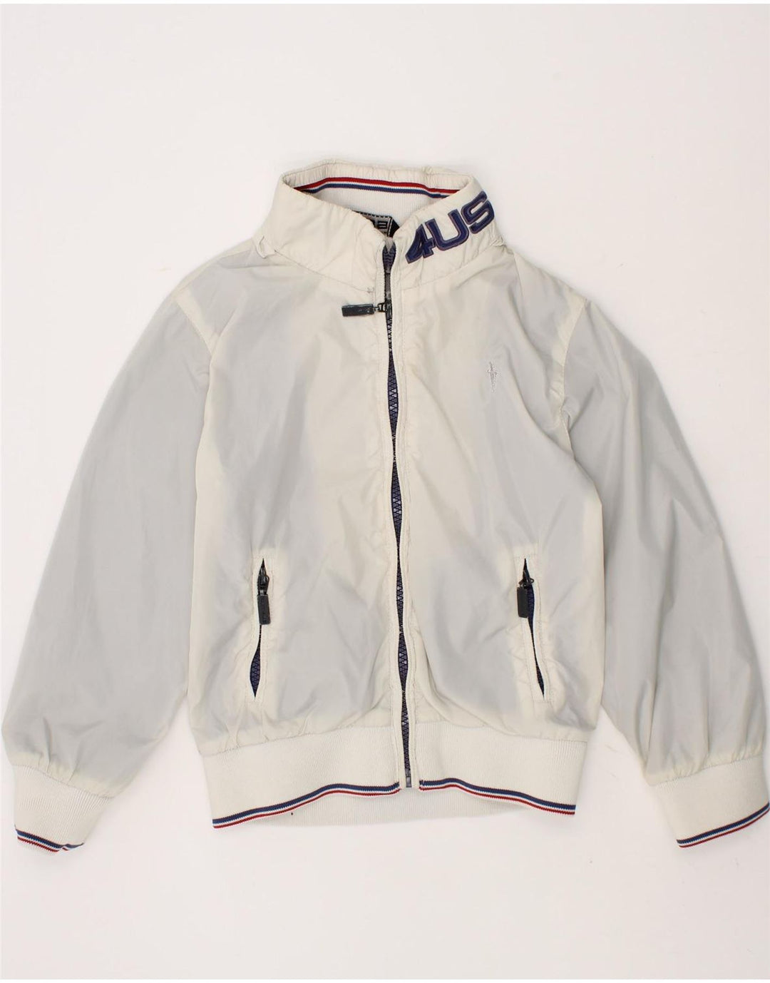 CESARE PACIOTTI Boys Graphic Hooded Bomber Jacket 3-4 Years White Vintage Cesare Paciotti and Second-Hand Cesare Paciotti from Messina Hembry 