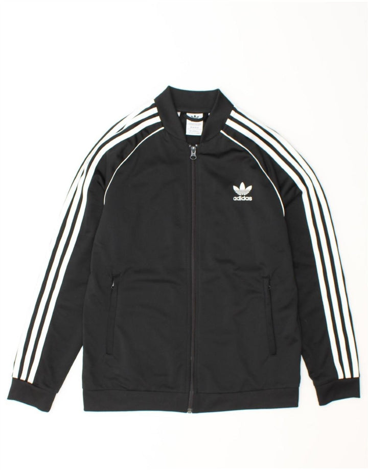 ADIDAS Girls Tracksuit Top Jacket 13-14 Years Black Polyester Vintage Adidas and Second-Hand Adidas from Messina Hembry 