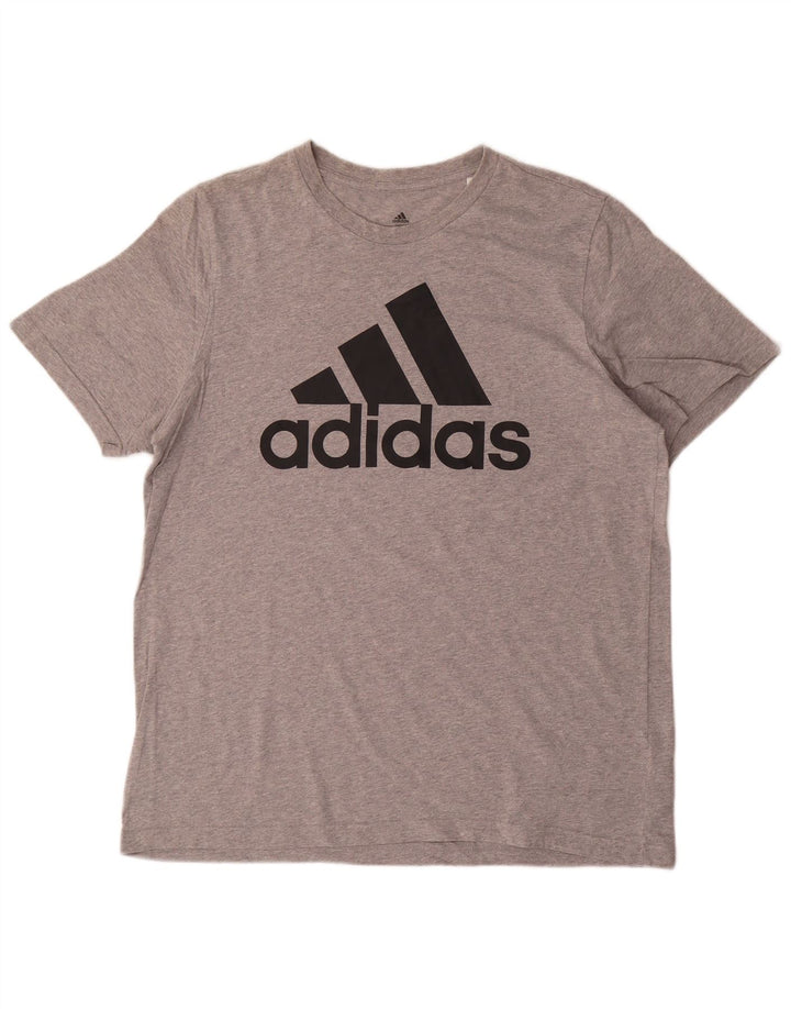 ADIDAS Grafisk T-shirt top til mænd, stor grå bomuld
