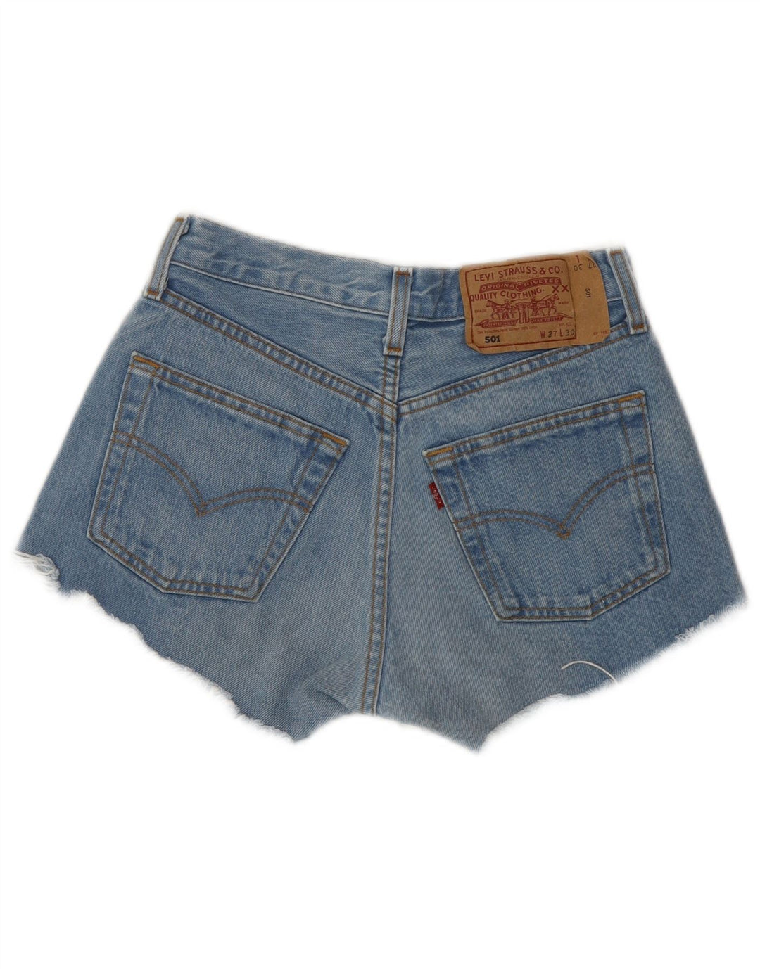 LEVI'S Womens 501 denimshorts W27 Små blåstribede klassiske