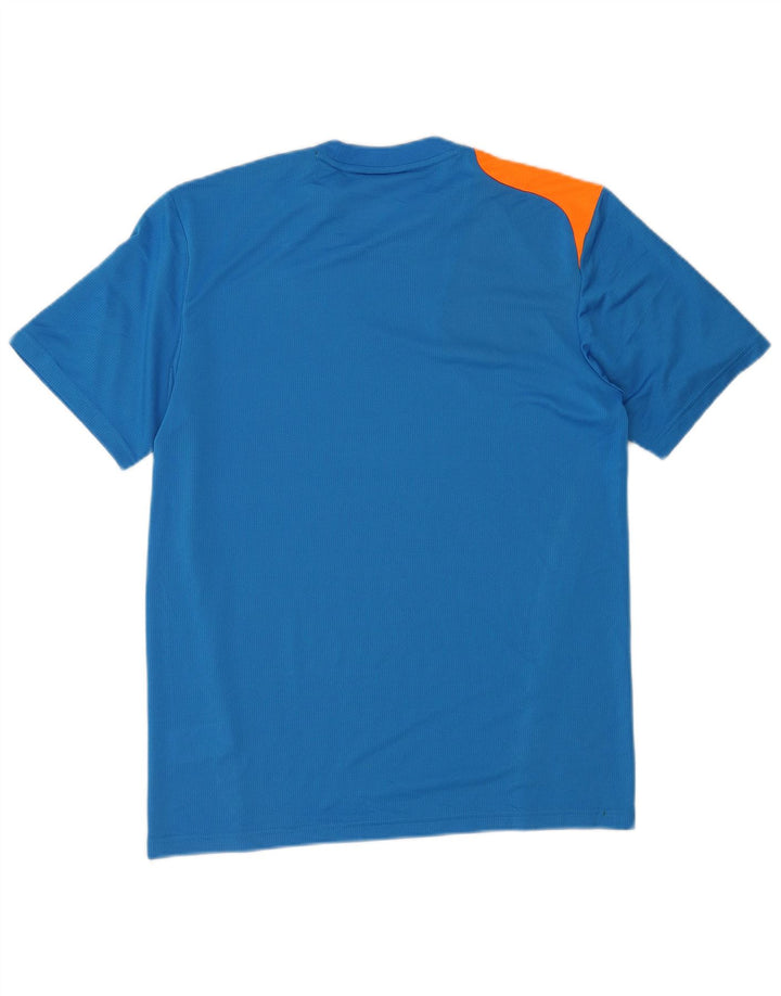 Adidas Herre grafisk T-shirt Top Medium Blue Colourblock Polyester