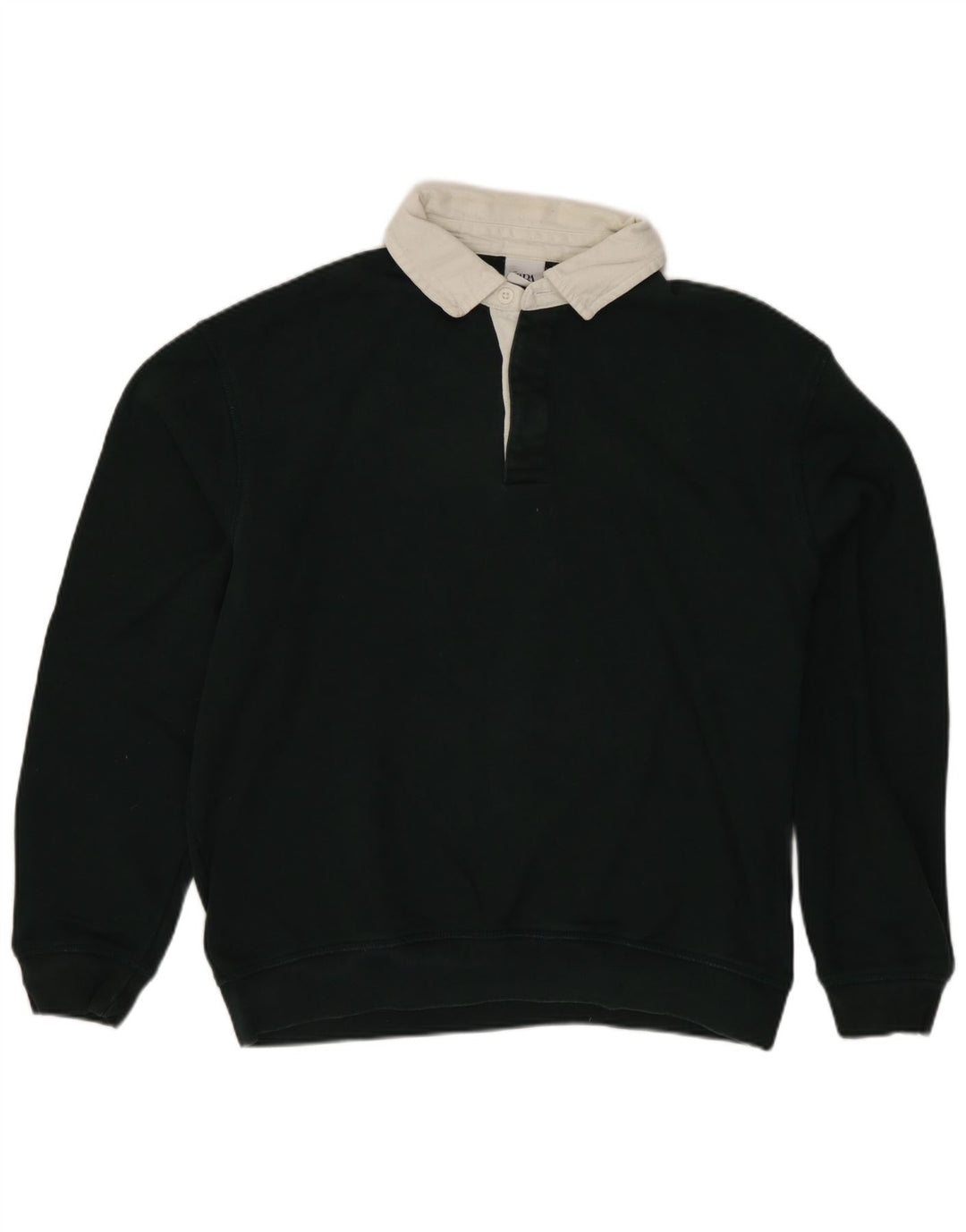Zara Herre Polo Neck Sweatshirt Jumper Lille Grøn Colourblock