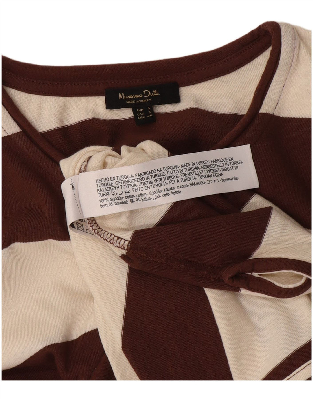 Massimo Dutti Herre Top Langærmet Lille Brun Stribet Bomuld