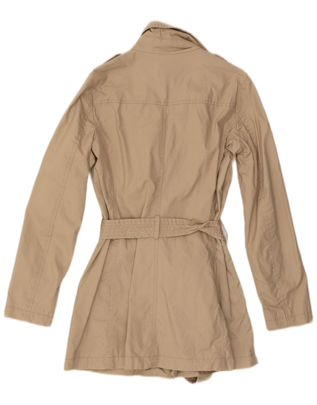 Benetton Womens Trench Coat UK 8 Small Beige Bomuld