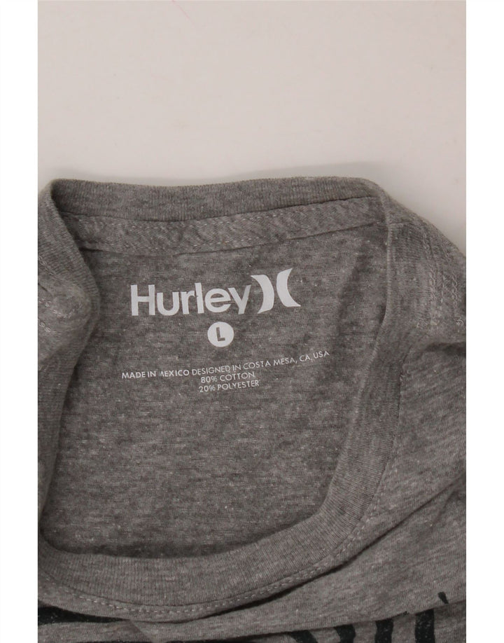 HURLEY Mens Graphic T-Shirt Top Large Grey Cotton Vintage Hurley and Second-Hand Hurley from Messina Hembry 