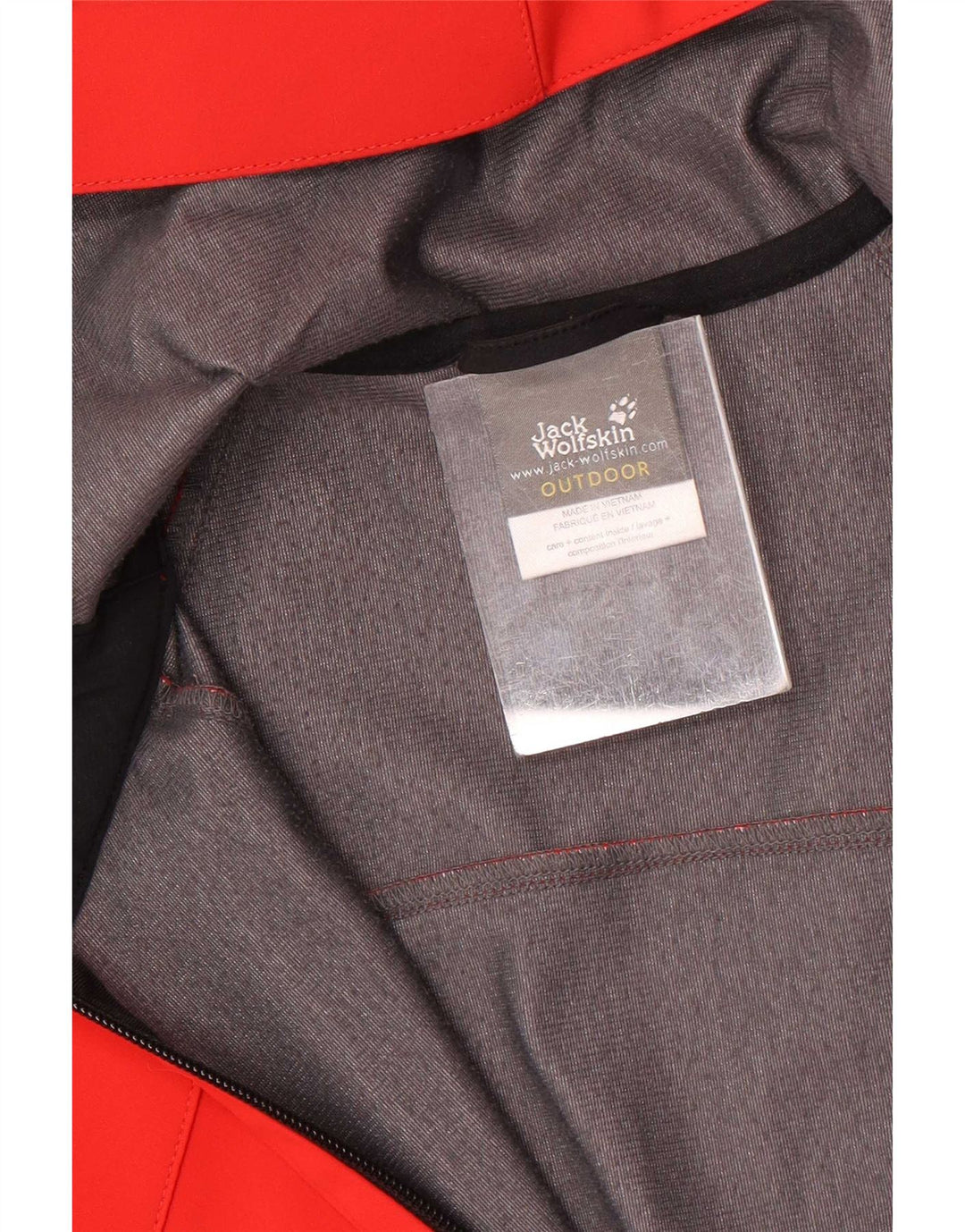 Jack Wolfskin Regnjakke med hætte til mænd UK 36/38 Medium Red Colourblock