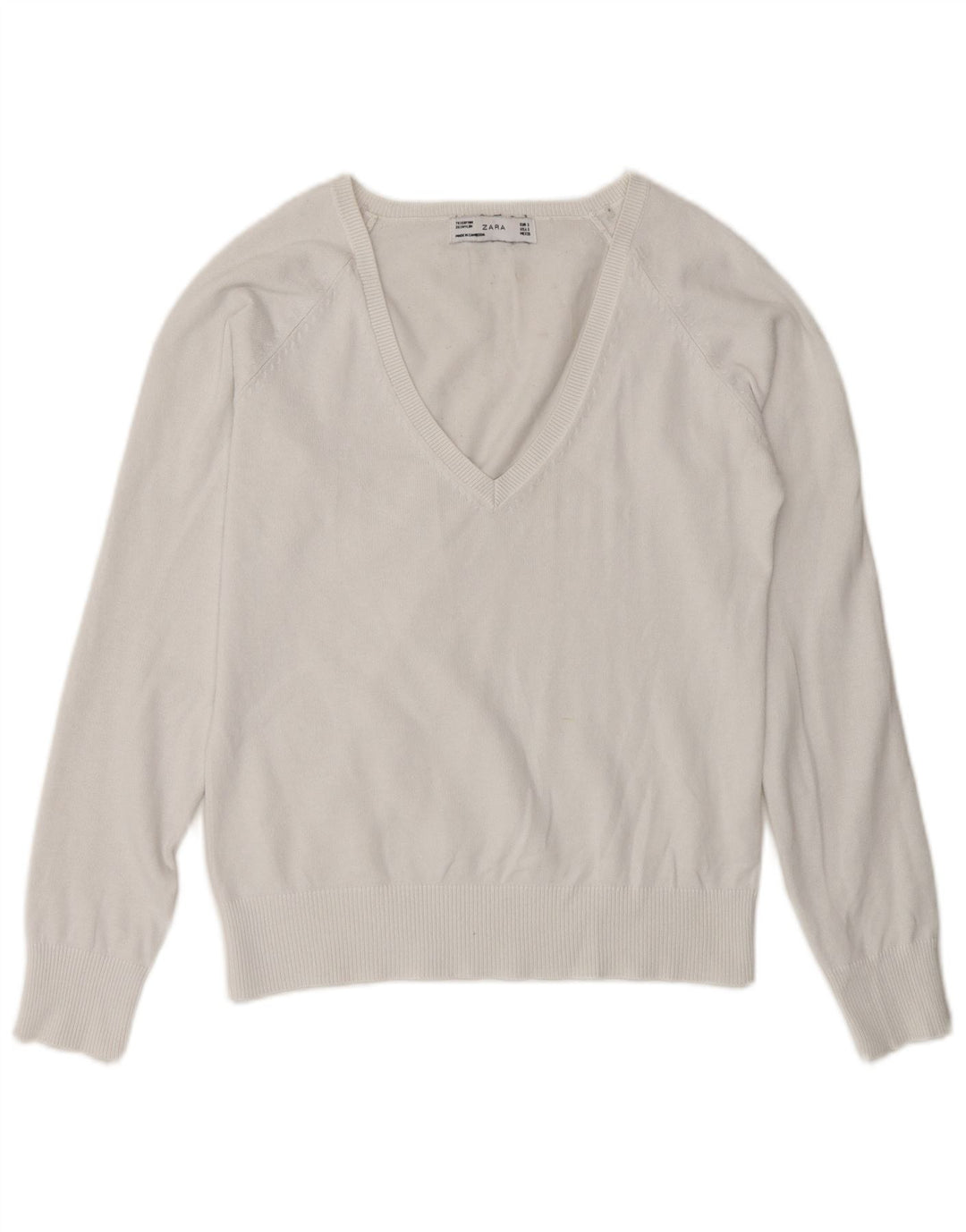 Zara Dame V-hals sweater UK 10 Small White