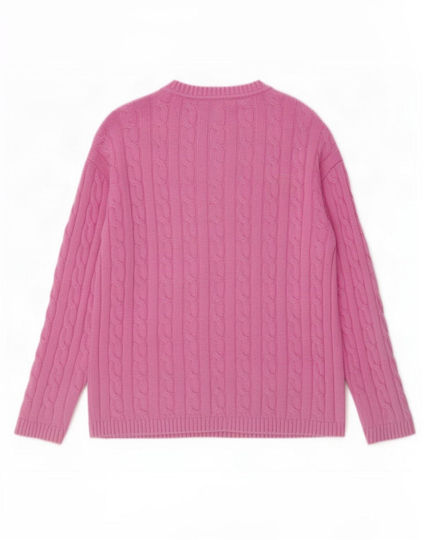Besætningstøj Dame Boat Neck Jumper Sweater UK 14 Large Pink Bomuld
