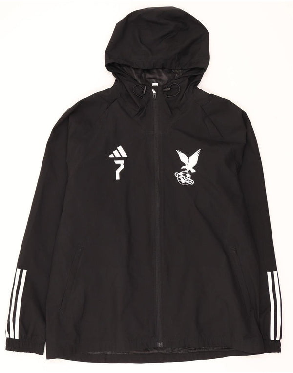 Adidas Grafisk regnjakke med hætte til mænd UK 42 XL Sort polyester
