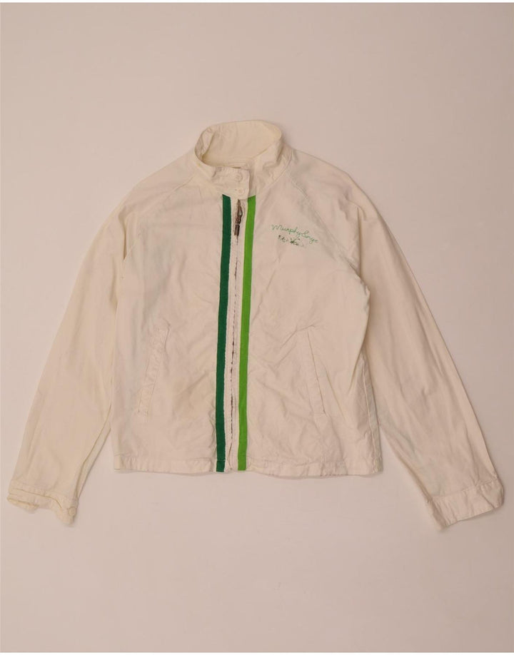 Murphy & Nye Graphic Bomber Jacket til kvinder UK 16 Stor hvid bomuld