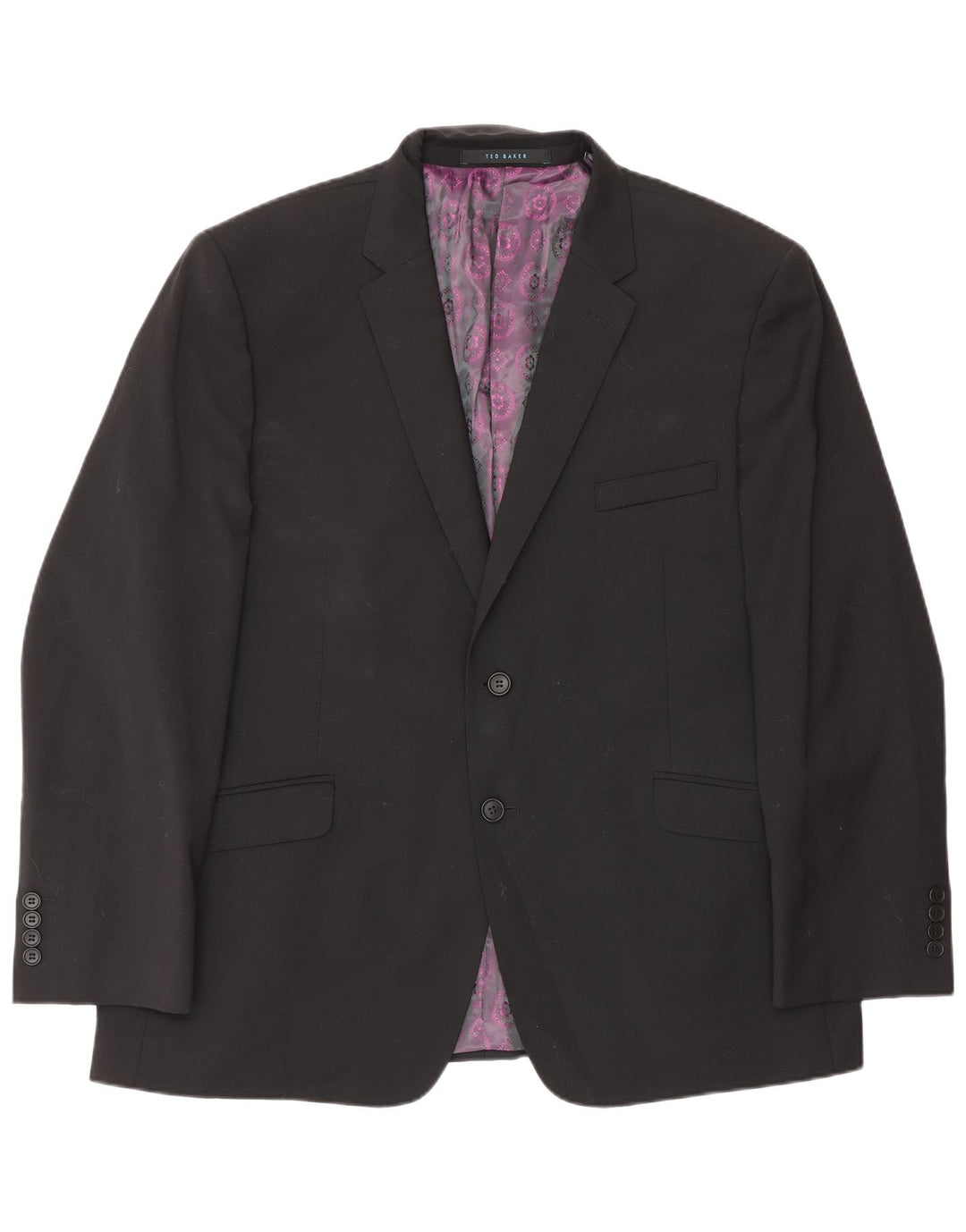 Ted Baker Herre Slim Fit 2-knaps blazerjakke UK 46 3XL Sort Uld