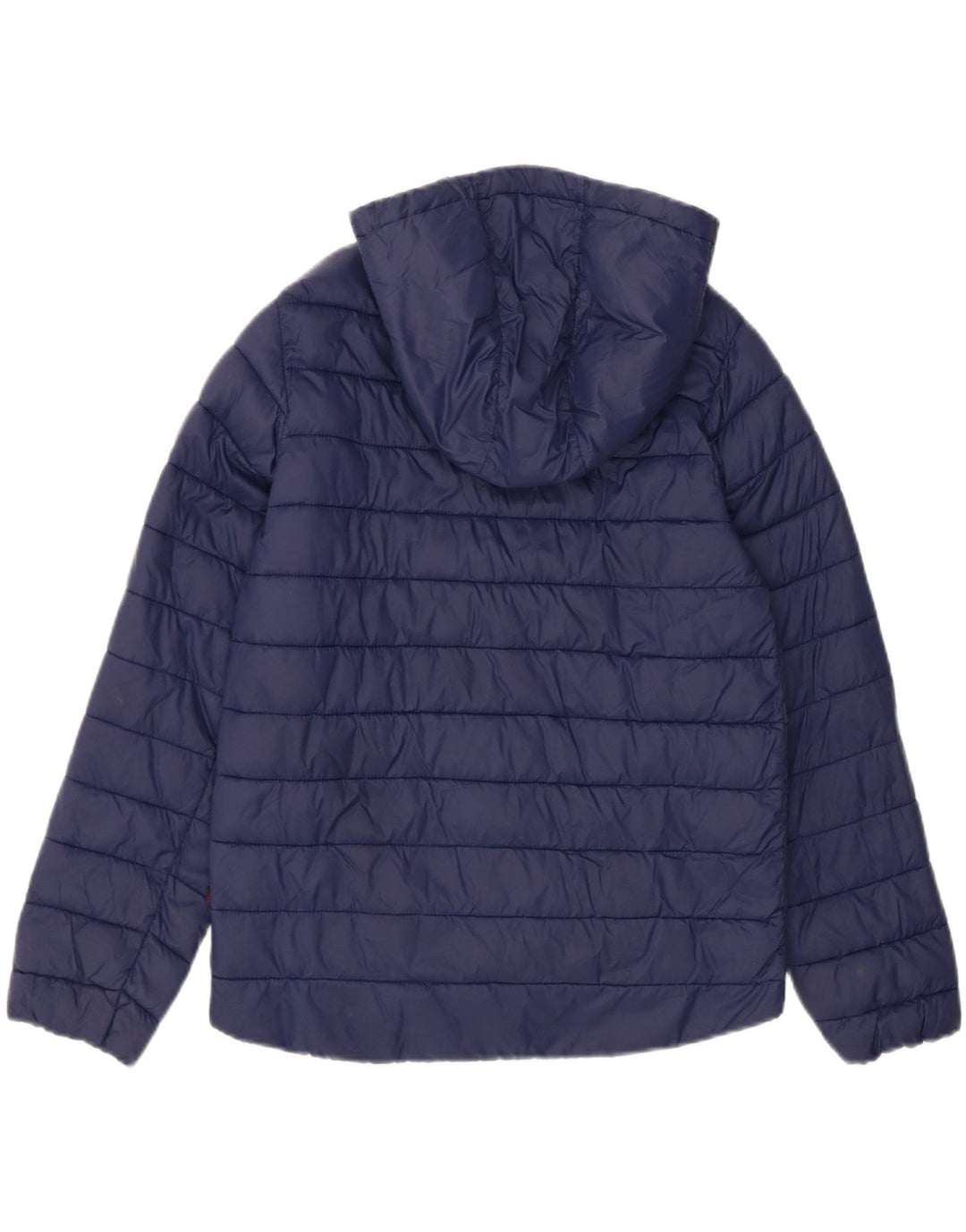 BENETTON Boys Hooded Padded Jacket 11-12 Years 2XL Navy Blue Polyamide Vintage Benetton and Second-Hand Benetton from Messina Hembry 