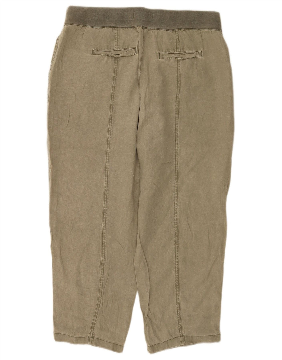 White Stuff Womens Cropped Trousers UK 12 Medium W32 L23 Khaki Linen