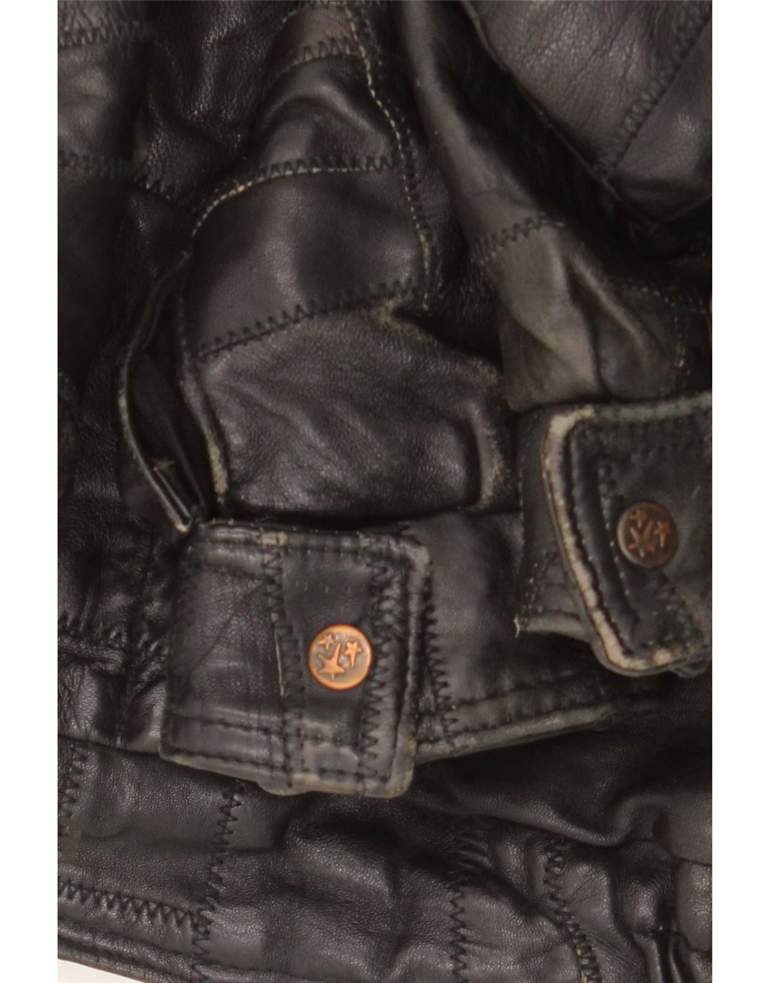 Vintage Herre grafisk læderjakke UK 40 Large Black Patchwork
