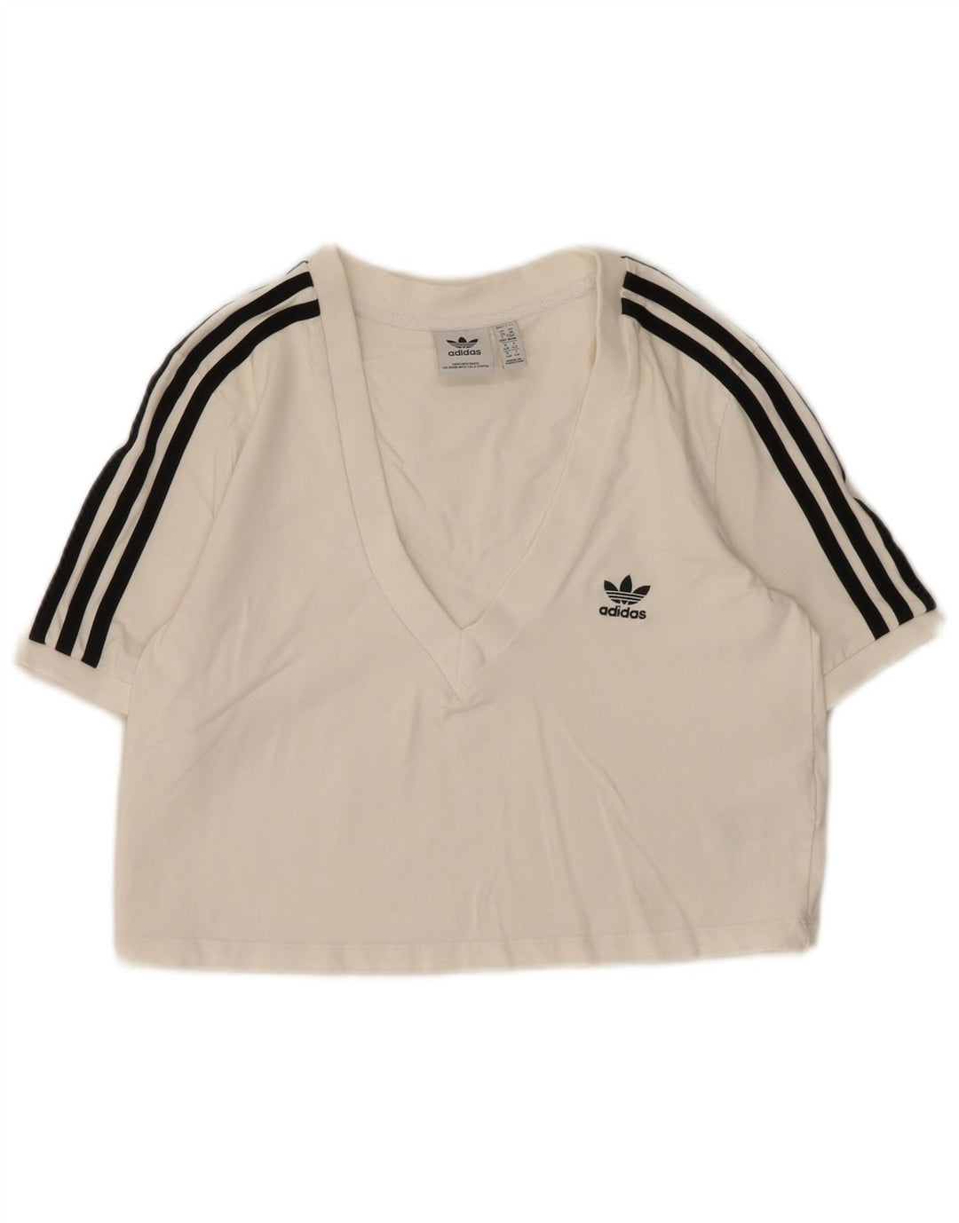 Adidas Womens Crop T-Shirt Top UK 14 Medium White Bomuld