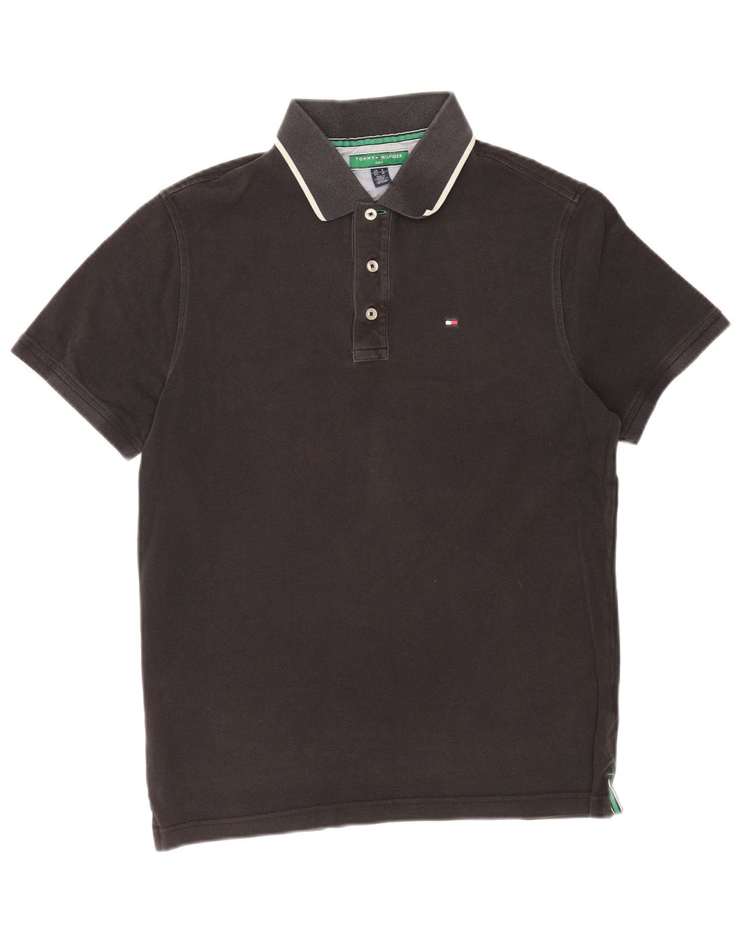 Tommy Hilfiger herre poloshirt Medium sort stribet bomuld