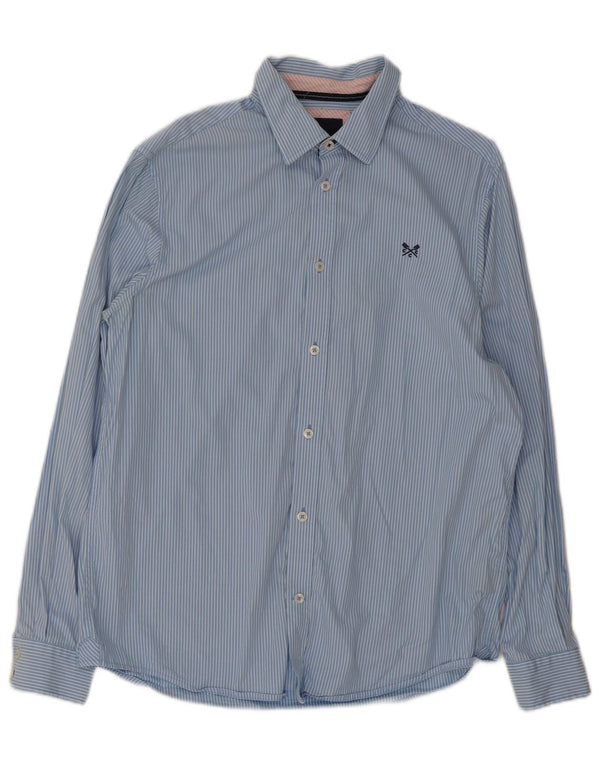 Crew Clothing Mens Classic Fit Shirt Medium Blue Striped Cotton