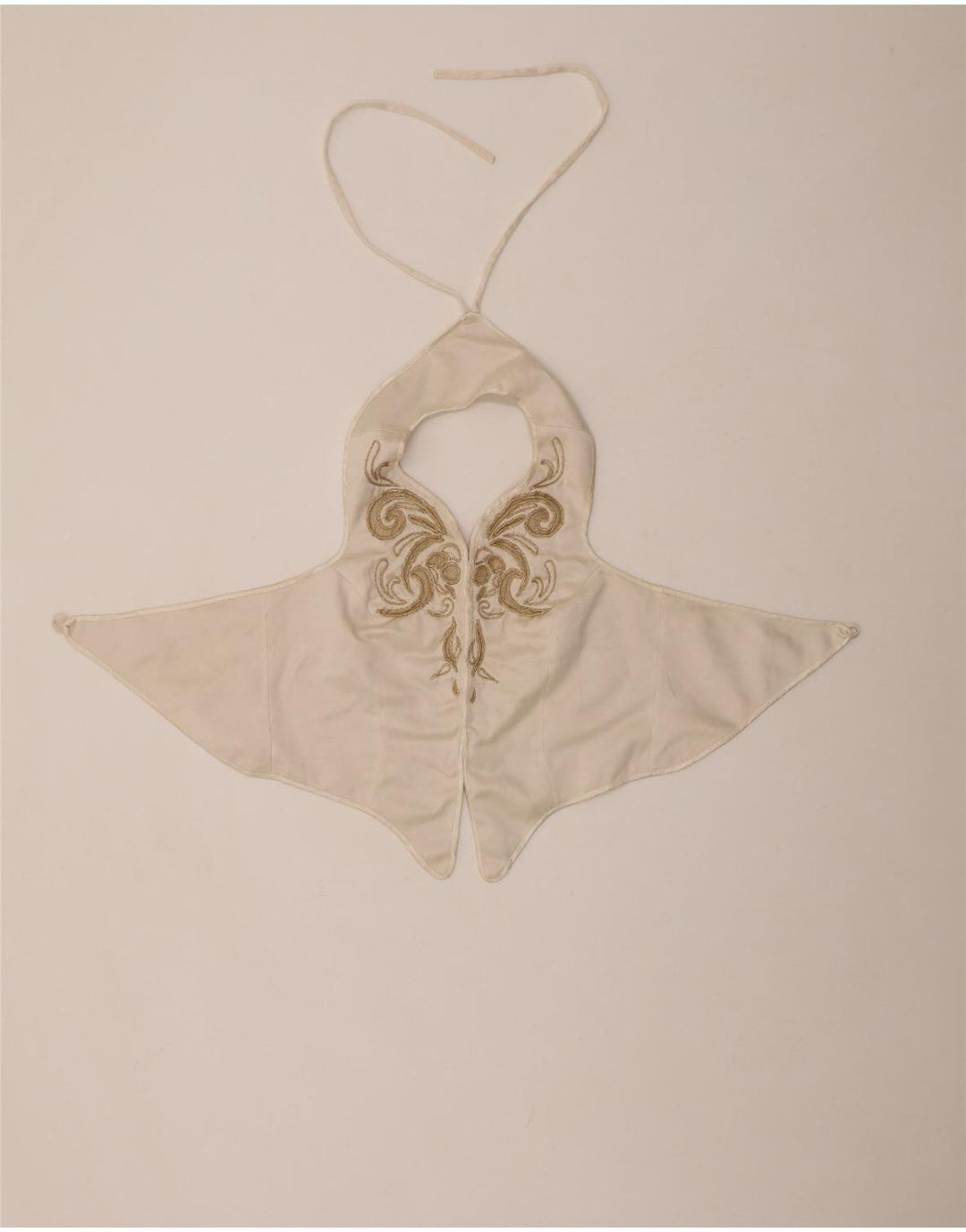 VINTAGE Kvinders abstrakt mønster Crop Halter Top UK 12 Medium White