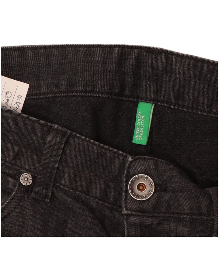 BENETTON Mens Slim Casual Trousers IT 48 Medium W32 L33 Grey Check Cotton