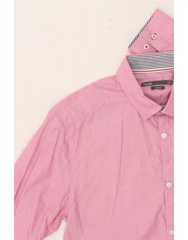 JULES Mens Fitted Shirt Size 37/38 Small Pink Cotton Vintage Jules and Second-Hand Jules from Messina Hembry 