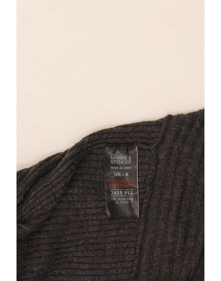 Marks & Spencer Dame Longline Open Cardigan Sweater UK 8 Small Grey